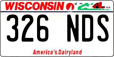 WI license plate 326NDS
