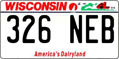 WI license plate 326NEB