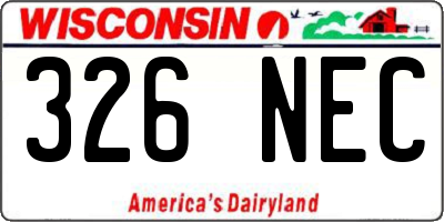 WI license plate 326NEC