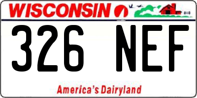 WI license plate 326NEF