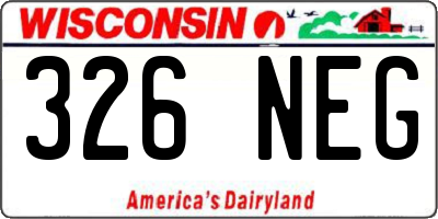 WI license plate 326NEG