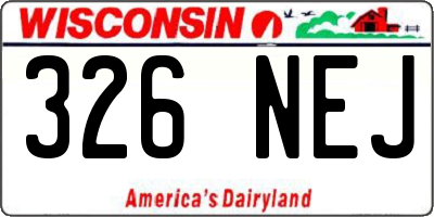 WI license plate 326NEJ
