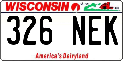 WI license plate 326NEK