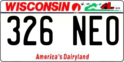 WI license plate 326NEO