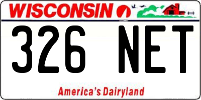 WI license plate 326NET