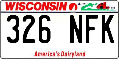 WI license plate 326NFK