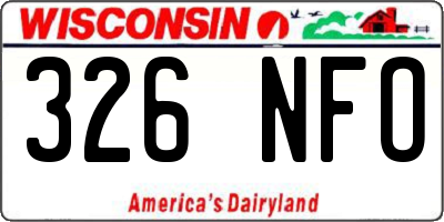 WI license plate 326NFO