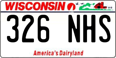 WI license plate 326NHS