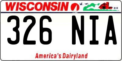 WI license plate 326NIA