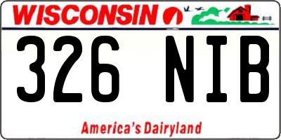 WI license plate 326NIB