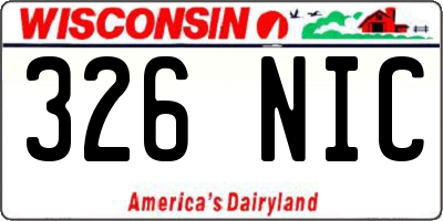 WI license plate 326NIC