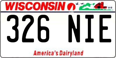 WI license plate 326NIE