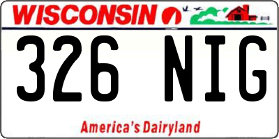 WI license plate 326NIG