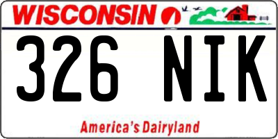 WI license plate 326NIK
