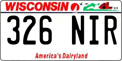 WI license plate 326NIR