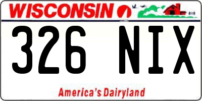 WI license plate 326NIX