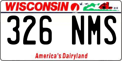 WI license plate 326NMS