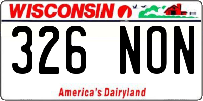 WI license plate 326NON