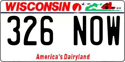 WI license plate 326NOW