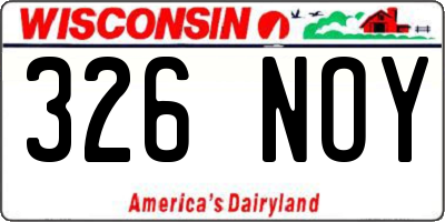 WI license plate 326NOY