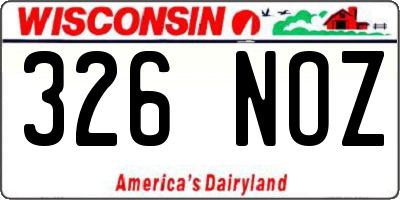 WI license plate 326NOZ