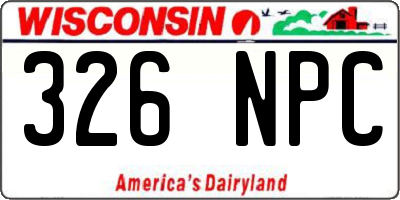 WI license plate 326NPC