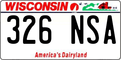 WI license plate 326NSA