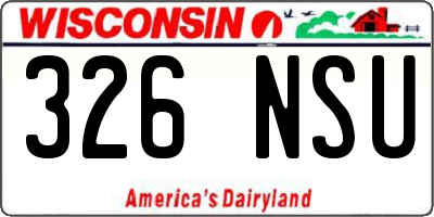 WI license plate 326NSU