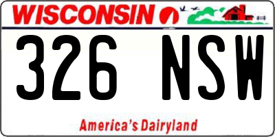 WI license plate 326NSW
