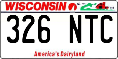 WI license plate 326NTC