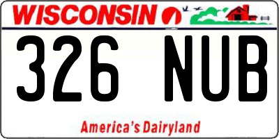 WI license plate 326NUB