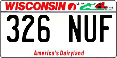 WI license plate 326NUF