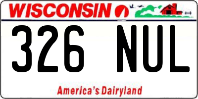 WI license plate 326NUL