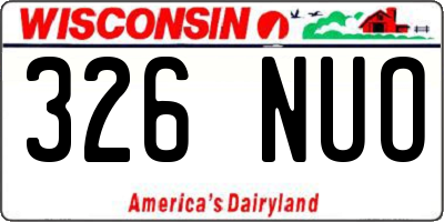 WI license plate 326NUO
