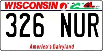 WI license plate 326NUR