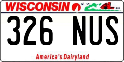 WI license plate 326NUS