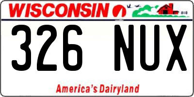 WI license plate 326NUX