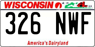 WI license plate 326NWF