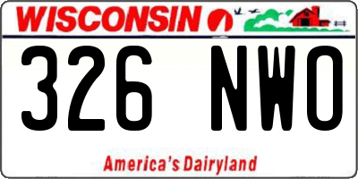 WI license plate 326NWO
