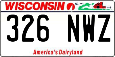 WI license plate 326NWZ