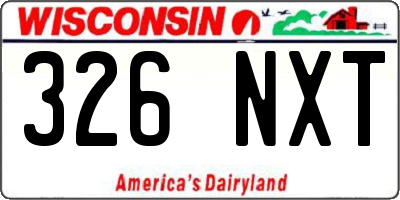 WI license plate 326NXT