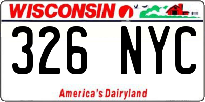 WI license plate 326NYC