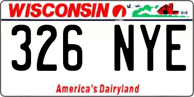 WI license plate 326NYE