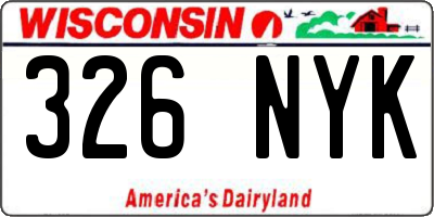 WI license plate 326NYK