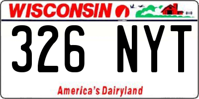 WI license plate 326NYT