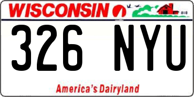 WI license plate 326NYU