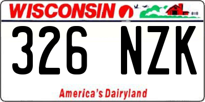 WI license plate 326NZK