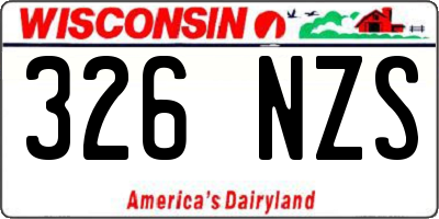 WI license plate 326NZS