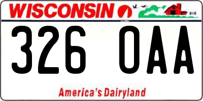 WI license plate 326OAA