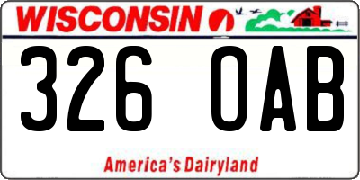 WI license plate 326OAB